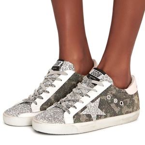 Glitter Camouflage Superstar Sneaker in Silver and Pink
Golden goose women 39 9